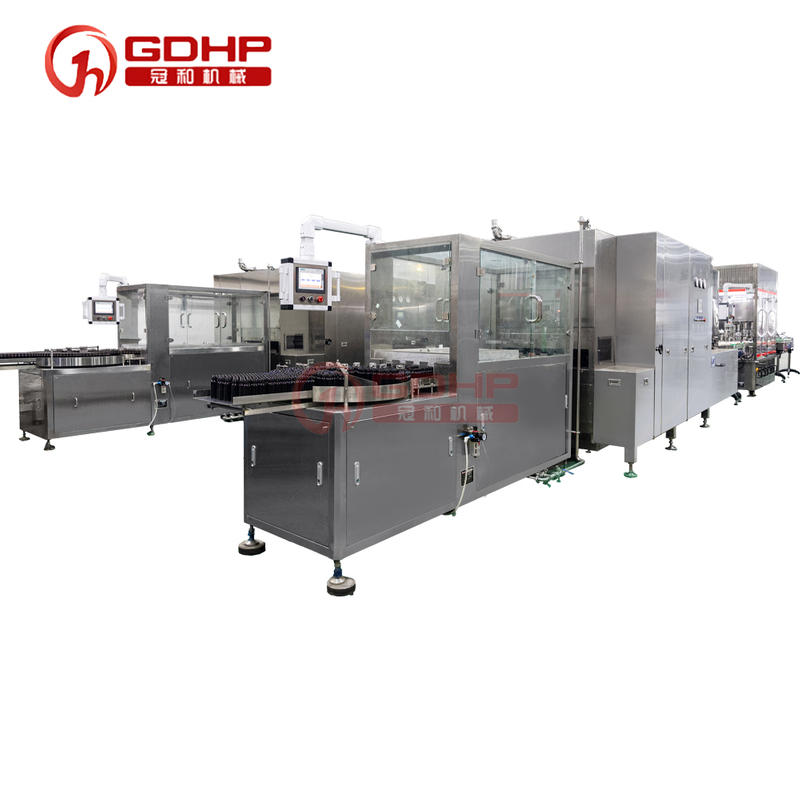 Oral Liquid Ultrasonic Bottle Washing Drying Liquid Filling Capping Sterilization Visual Inspection Labeling Syrup Packaging Machine