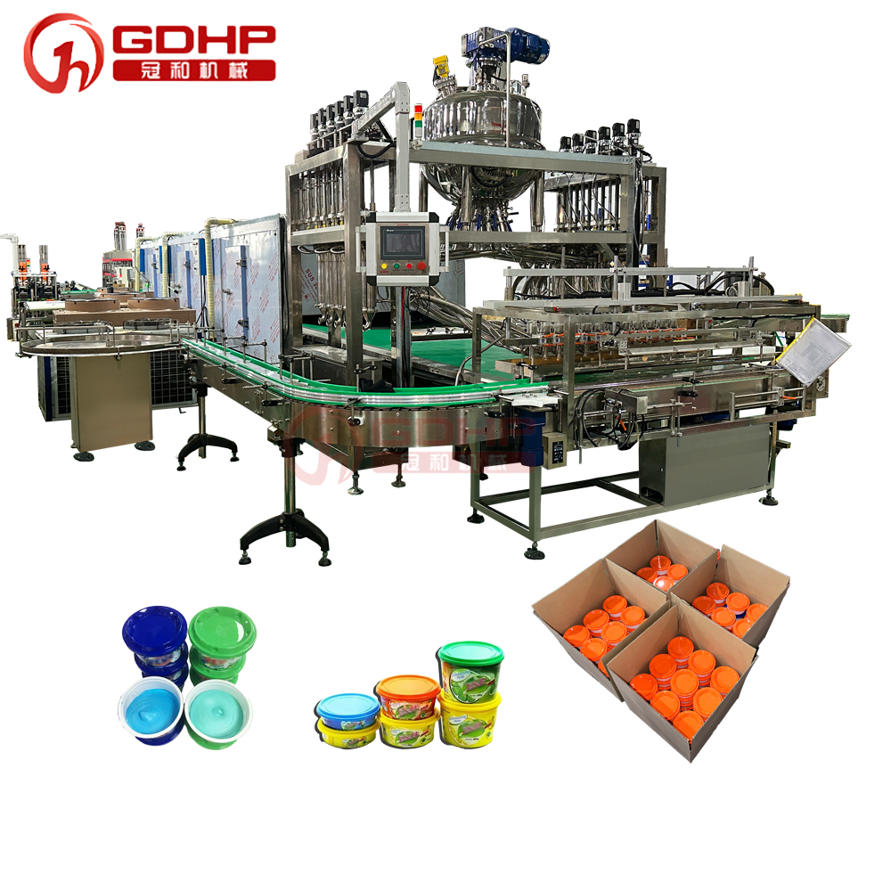 Dishwashing paste hot filling and cold pressing capping production line