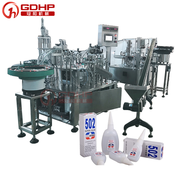 502 automatic glue filling machine, packing machine and box filling machine