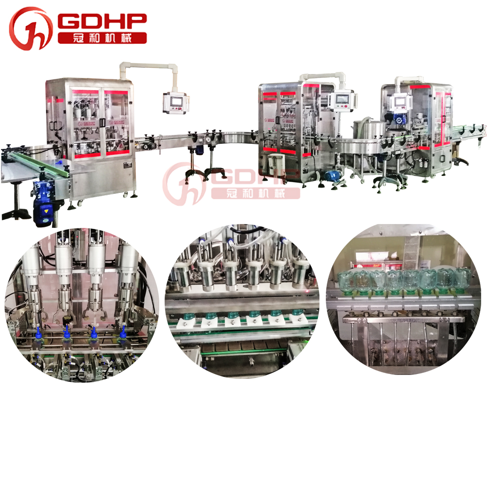 Auto wet bottle washing filling and capping machine production line