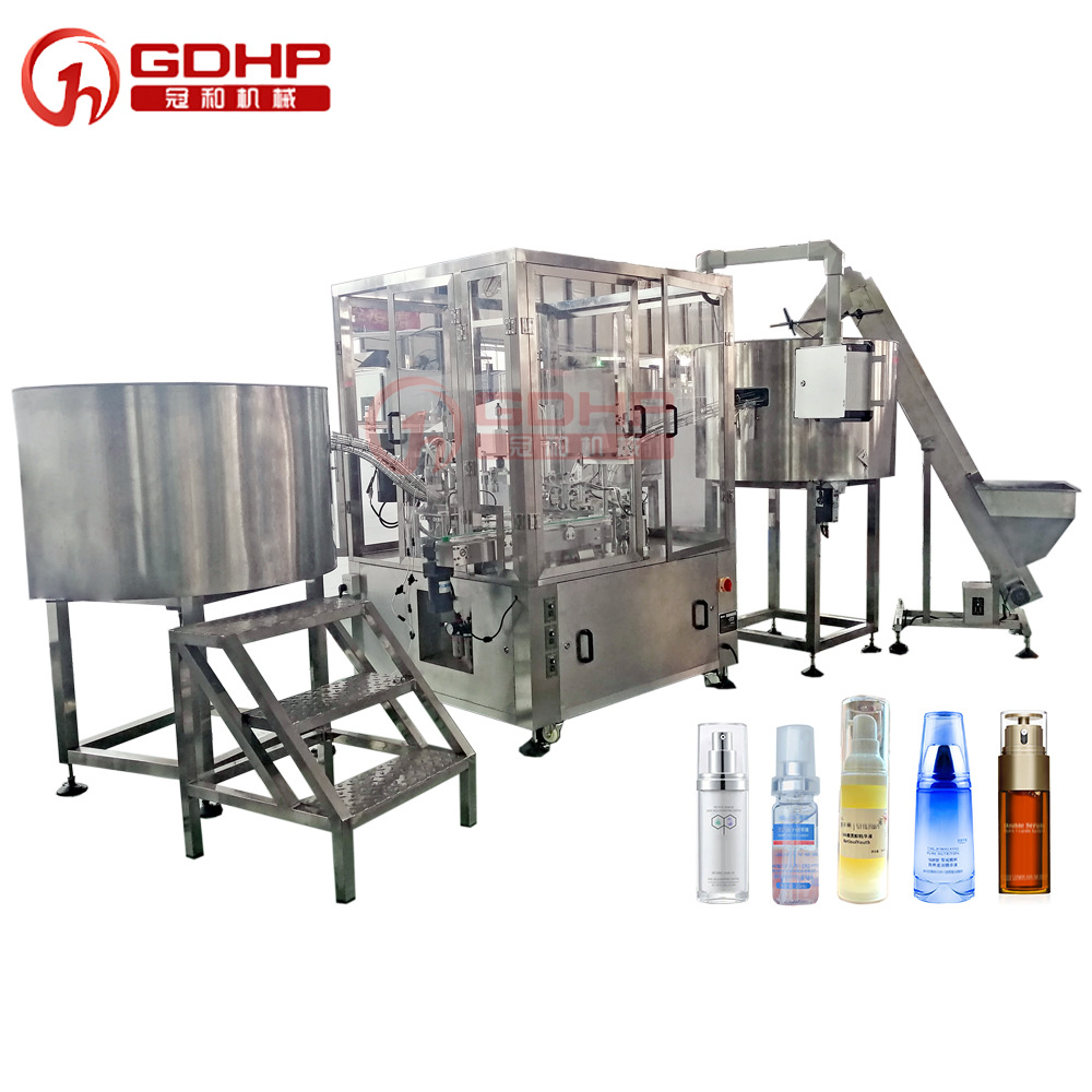 Automatic double station essence oil filling and capping machine cosmetic filling machine