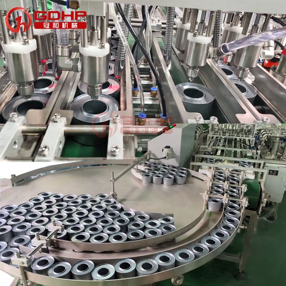 Tin can solid alcohol paste liquid explosion-proof filling machine gland labeling packing line