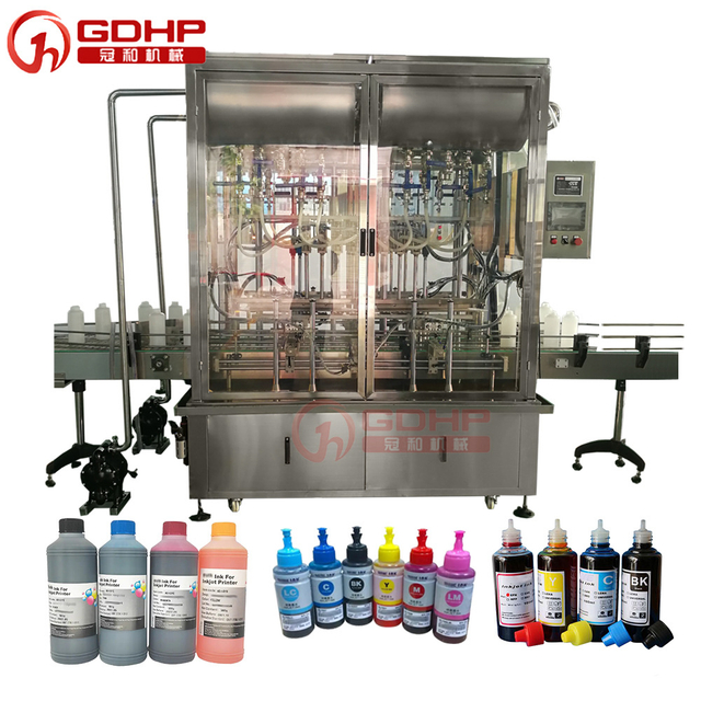 automatic 16 head ink filling cap screwing aluminum foil sealer ink filling machine
